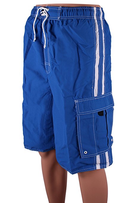 North 15 Men S Board Beach Swim Trunks Shorts with Cargo Pockets-5104-Ryl-3XL
