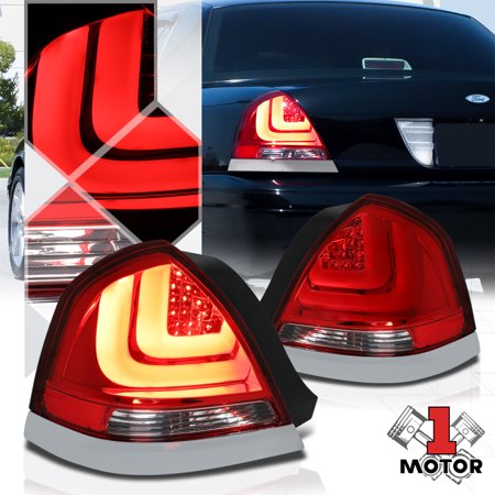 Red*TRON LED BAR*3D Neon Tube Tail Light W/Chrome Trim for 98-11 Crown Victoria 99 00 01 02 03 04 05 06 07 08 09 10