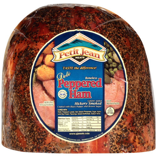 Petit Jean Meats Deli Boneless Hickory Smoked Peppered Ham, Deli Sliced