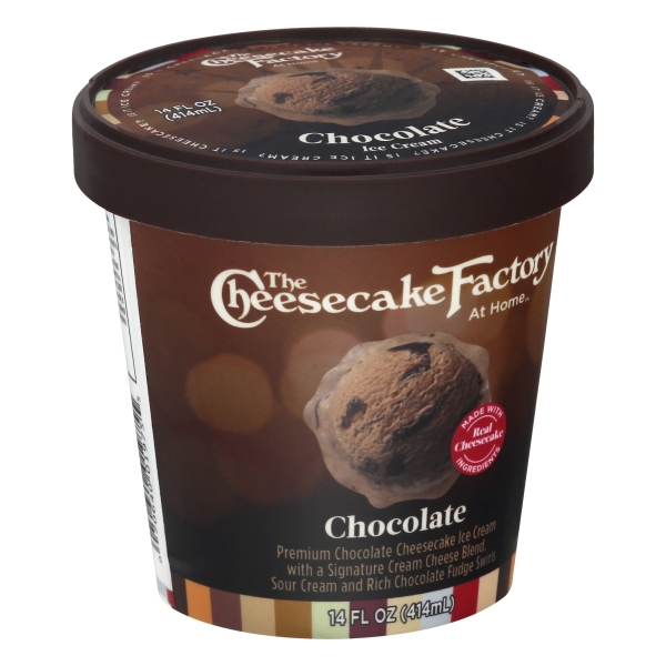 Premium Chocolate Cheesecake Ice Cream with a Signature Cream Cheese Blend, Sour Cream and Rich Chocolate Fudge Swirls