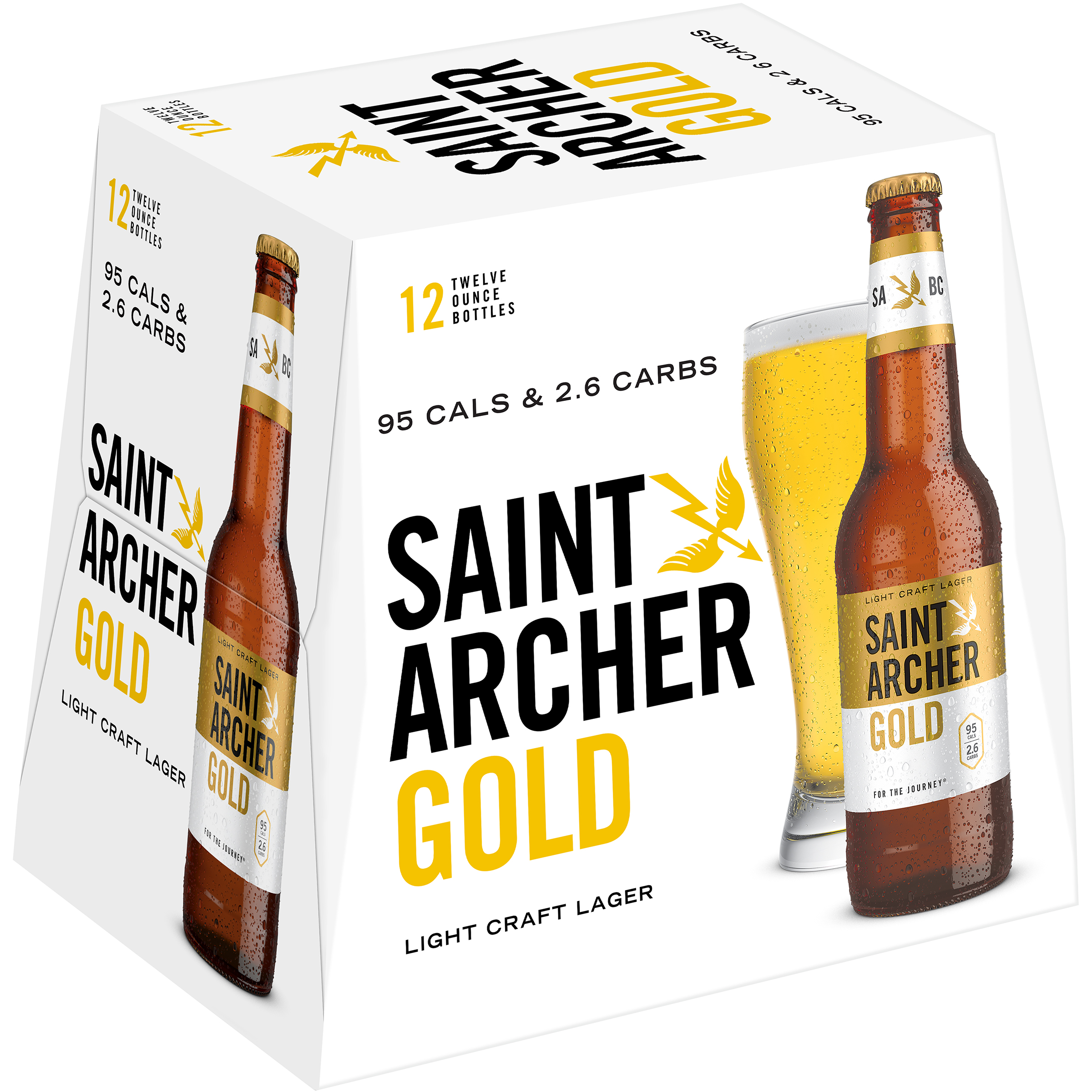Saint Archer Gold, Light Craft Lager Beer, 12 Pack, 12 Fl. Oz. Bottles, 4.2% ABV