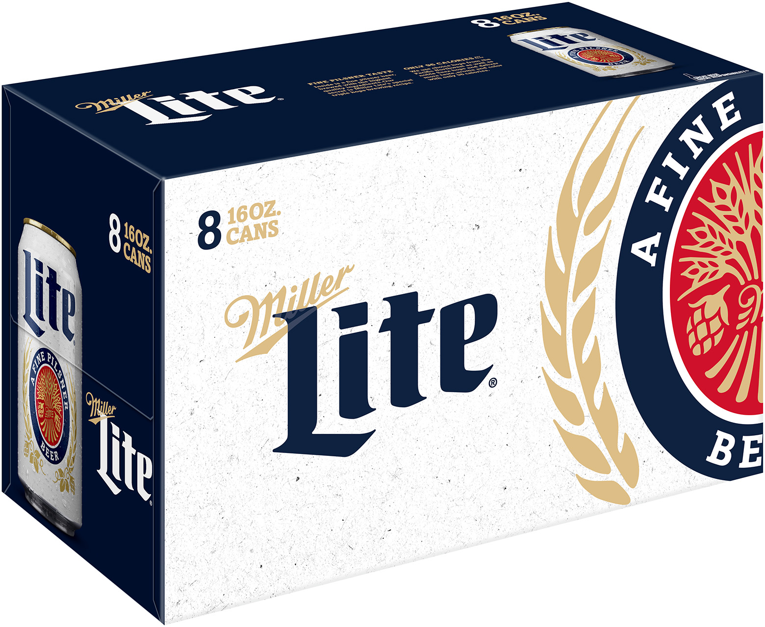 Miller Lite Beer, American Lager, 8 Pack Light Beer, 16 Fl. Oz. Cans, 4.2% ABV