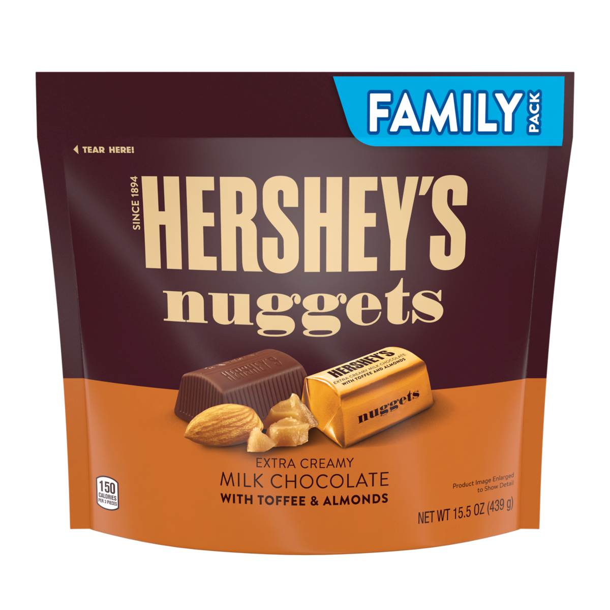 Hershey S Nuggets Milk Chocolate  Toffee and Almonds Candy  Family Pack 15.5 Oz