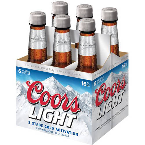 Coors Light Lager Beer, 6 Pack, 16 Fl Oz Plastic Bottles