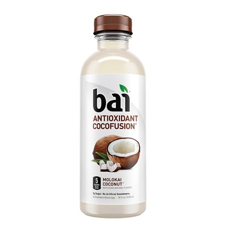 Bai Coconut Flavored Water, Molokai Coconut, Antioxidant Infused Drinks, 18 Fluid Ounce Bottles, 6 Count
