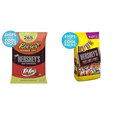 HERSHEYS 5 Pound Halloween Candy Assortment, Bulk Chocolate Candy , HERSHEYS, REESES, and KIT KAT, 265 Pieces and HERSHEYS Miniatures Chocolate Candy