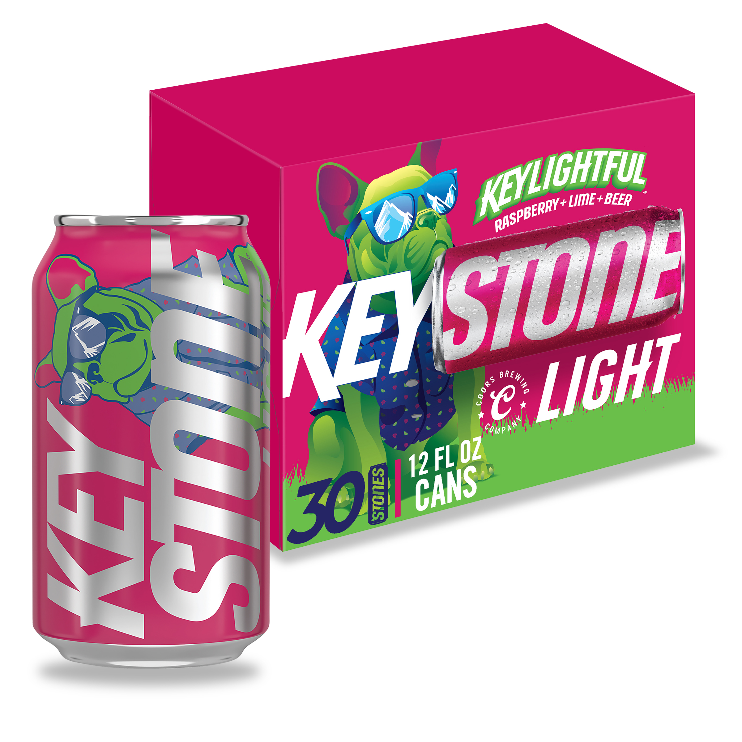 Keystone Light, Keylightful Raspberry Lime Beer, 30 Pack Beer, 12 Fl. Oz. Cans