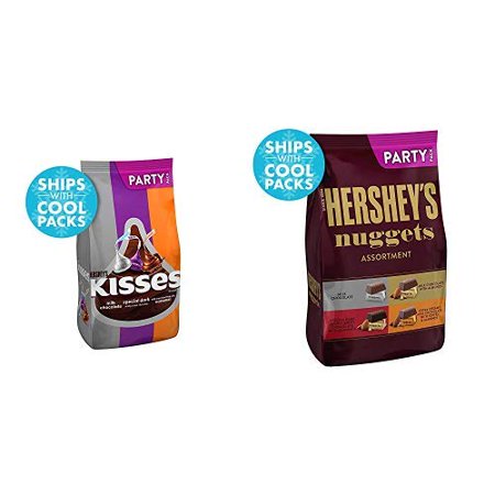 HERSHEYS KISSES Chocolate Candy Assortment, (Dark, Milk, Caramel), Party Bag and HERSHEYS Nuggets Chocolate Candy Assortment Party Bag, 31.5 Ounce