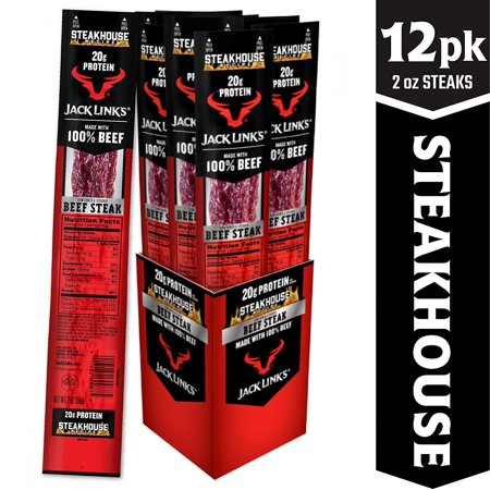 Jack Link’s Premium Cuts Beef Steak, Steakhouse, Great Protein Snack with 20g of Protein and 11g of Carbs per Serving, Made with 100% Premium Beef, 