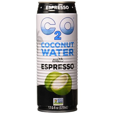 C2O Pure Coconut Water with Espresso  Plant Based  Non-GMO  Dairy Free  Essential Electrolytes  17.5 Fl Oz (Pack of 12)