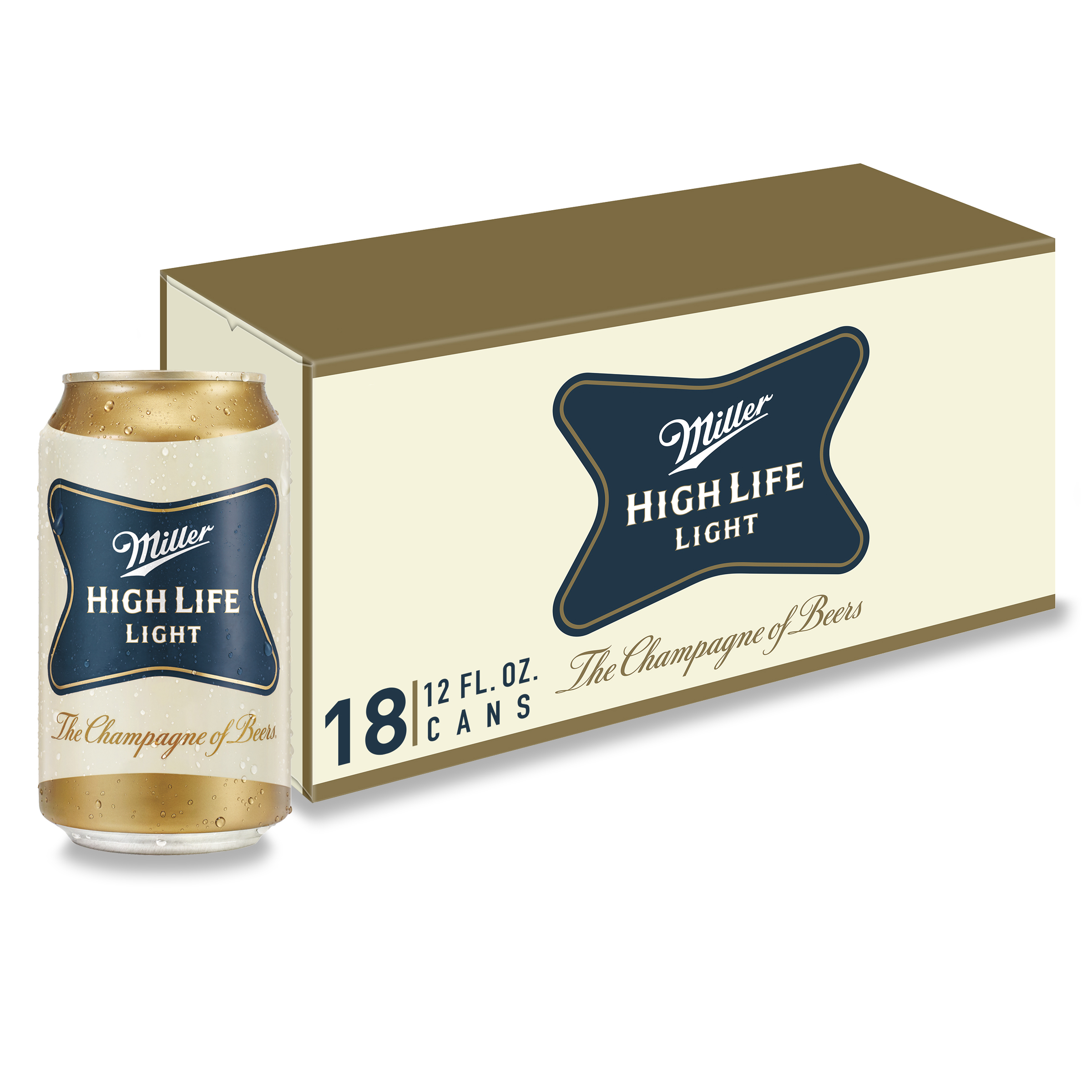 Miller High Life Light Beer, American Light Lager, 18 Pack Light Beer, 12 Fl. Oz. Cans, 4.1% ABV