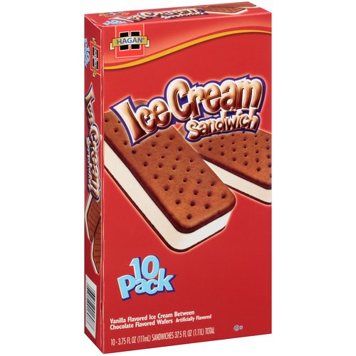 Hagan Vanilla Ice Cream Sandwiches, 3.75 Fl Oz, 10 Count