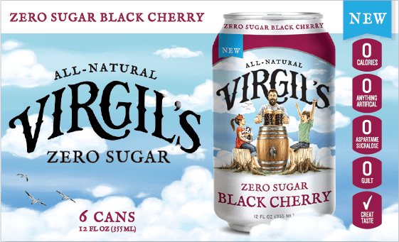 Virgil S Zero Sugar Natural Black Cherry Soda Pop  12 Fl Oz  24 Pack Cans
