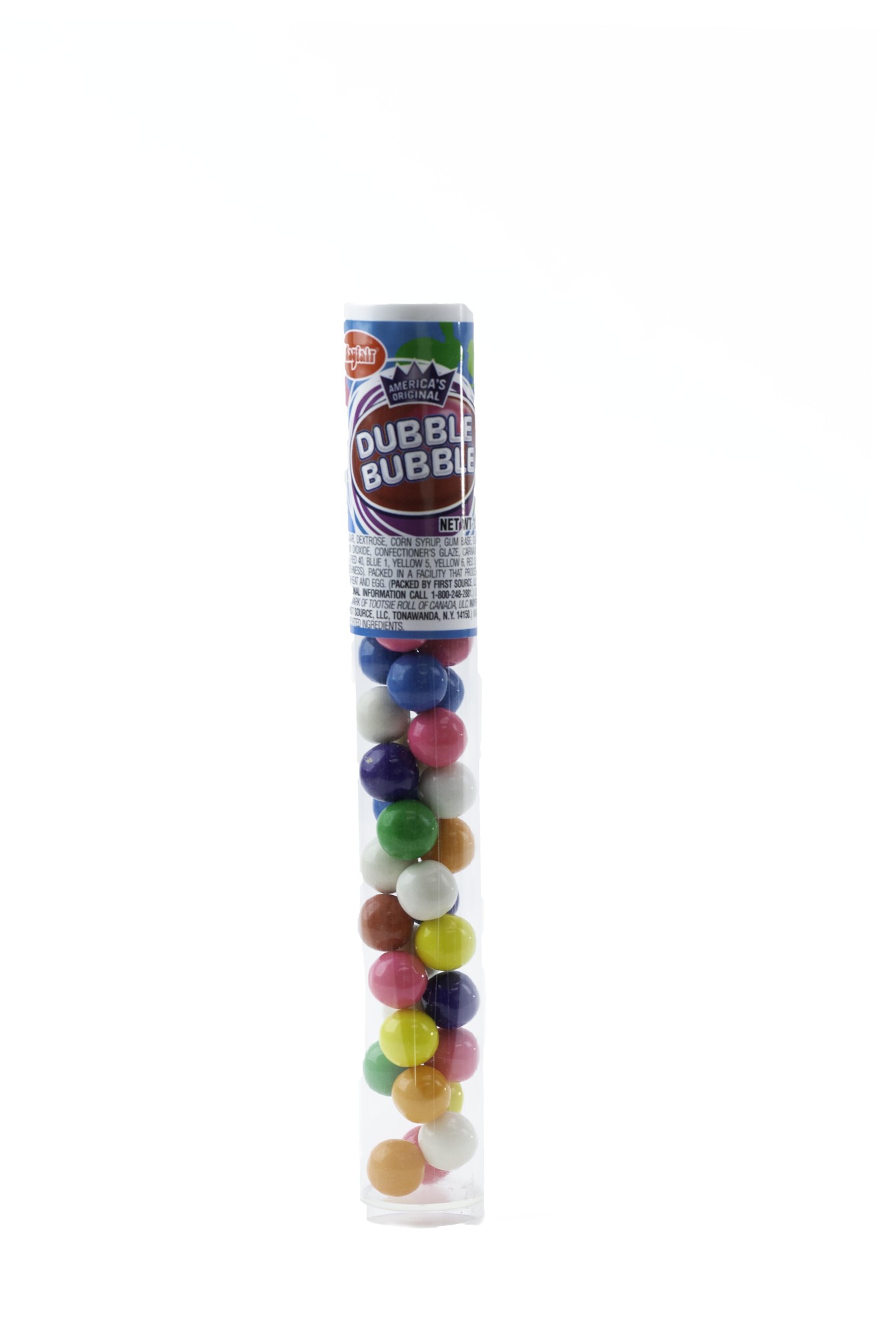Mini Dubble Bubble Gumball, Assorted Fruit Flavors 1.25 Oz. Tube