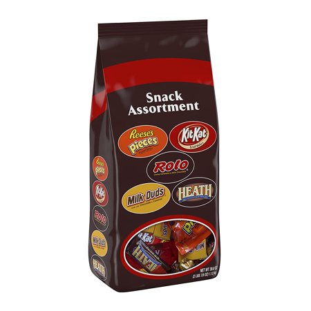 HERSHEYS Chocolate Candy Snack Size Assortment (Reeses Pieces, Kit Kat, Rolo, Milk Duds, Heath) 39.8 Ounce Bag