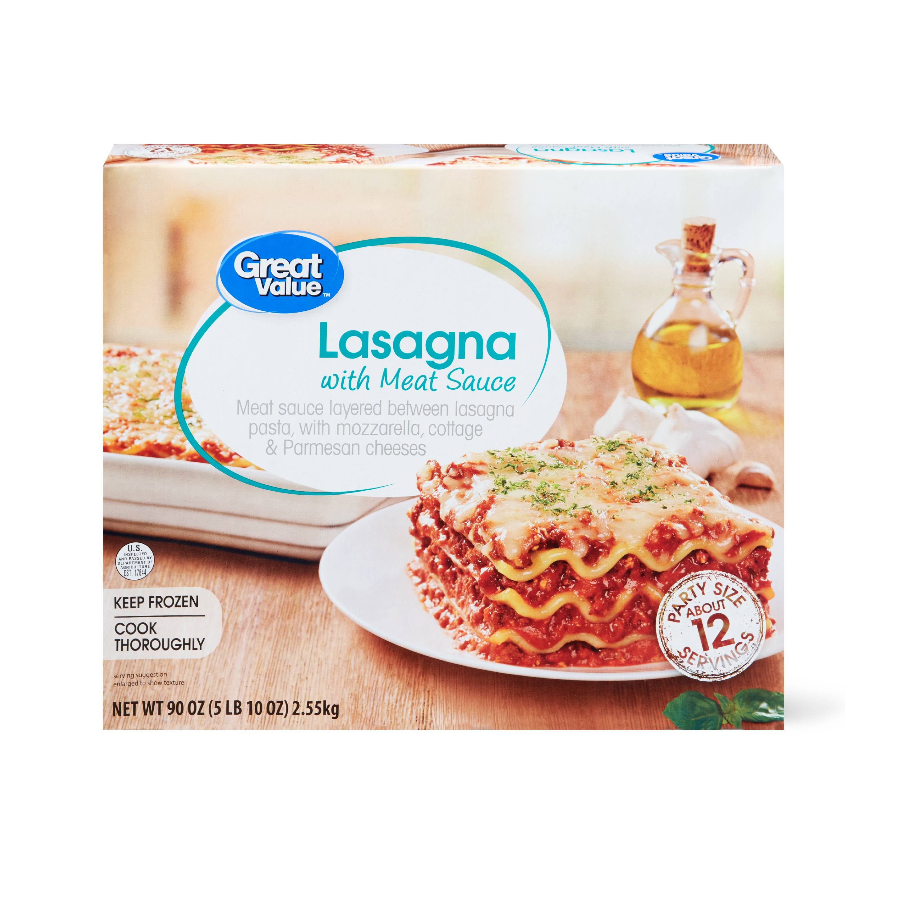 Great Value Frozen Lasagna with Meat Sauce, Party Size, 90 Oz