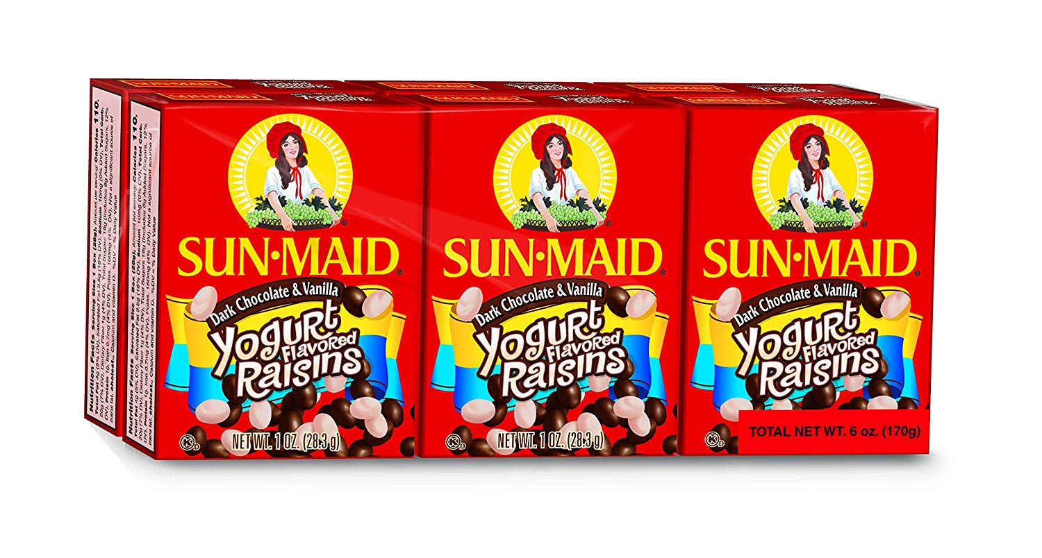 Sun-Maid Chocolate and Vanilla Yogurt Raisins Carton 1 OZ, 6 CT