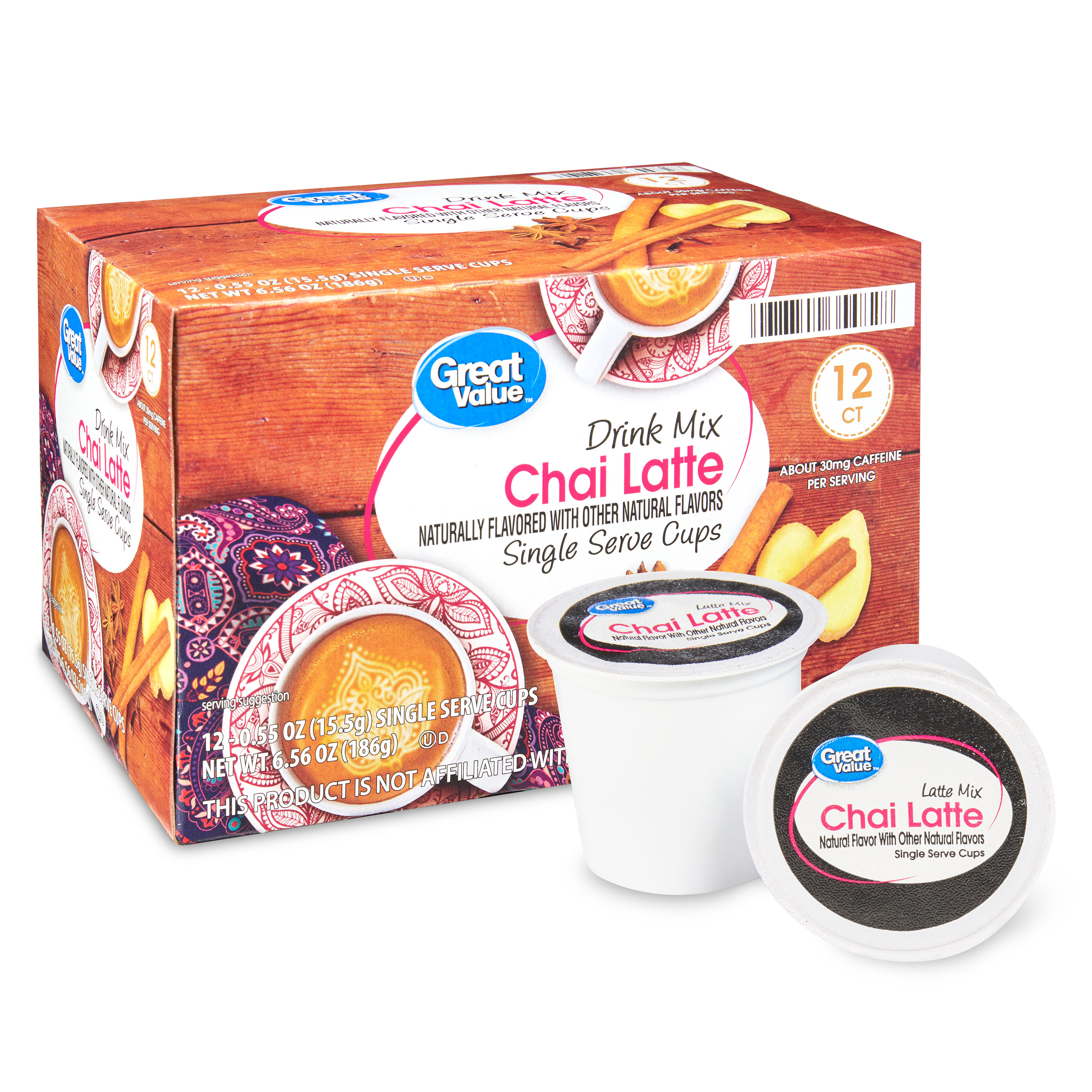 Great Value Chai Latte Mix Tea Pods, 12 Count
