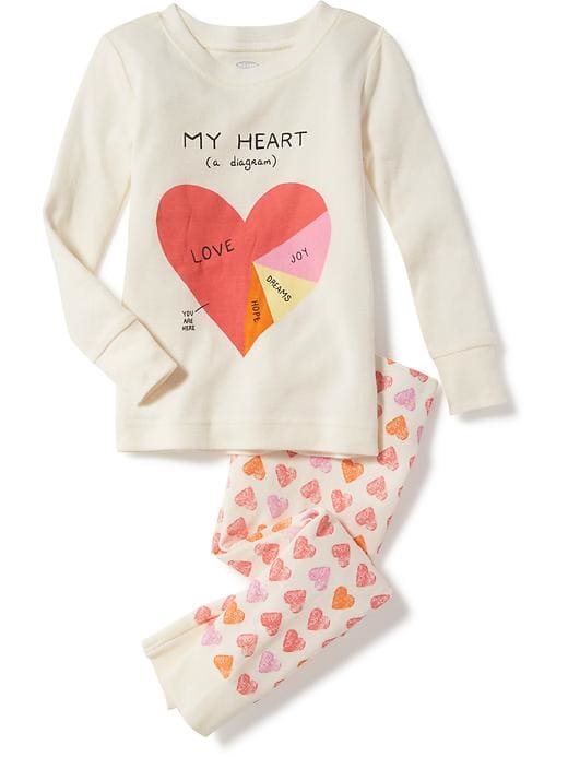 Old Navy Baby 2-Piece Heart-Graphic Sleep Set for Toddler & Baby Creme De La Creme Size 18-24 M