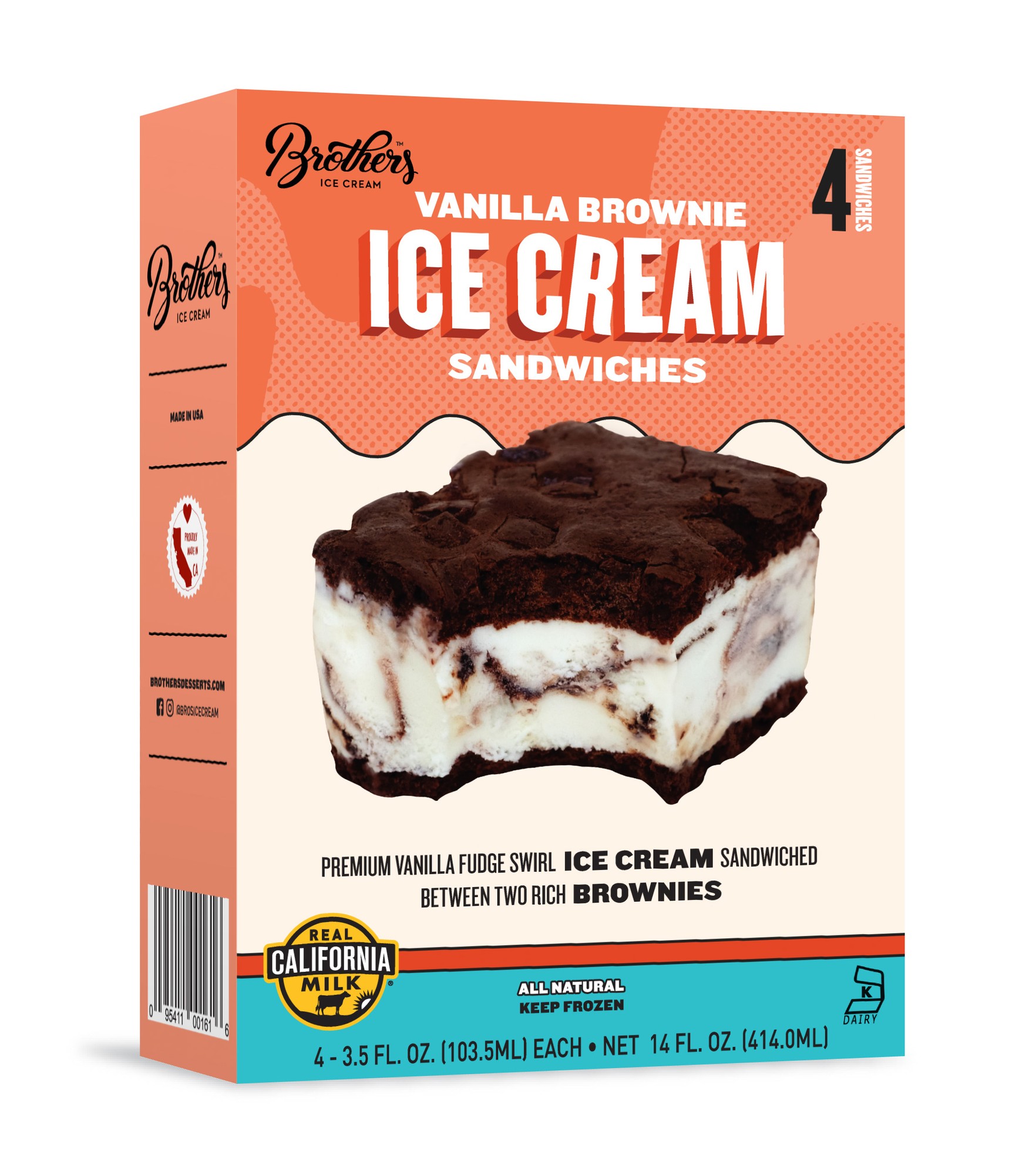 Brothers Vanilla Brownie Ice Cream Sandwich