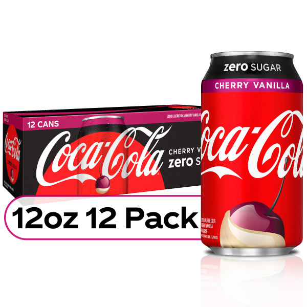 Cherry Vanilla Coke Zero Sugar, Cherry Vanilla Flavored Coca-Cola Diet Soda Pop Soft Drink, Fridge Pack, 12 Fl Oz, 12 Pack - 12 Oz | CVS