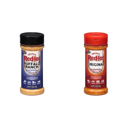 Franks RedHot Original Seasoning Blend (Hot Sauce Powder) 4.12 Oz with Franks Redhot Buffalo Ranch Seasoning Blend, (Buffalo Flavor), 4.75 Oz