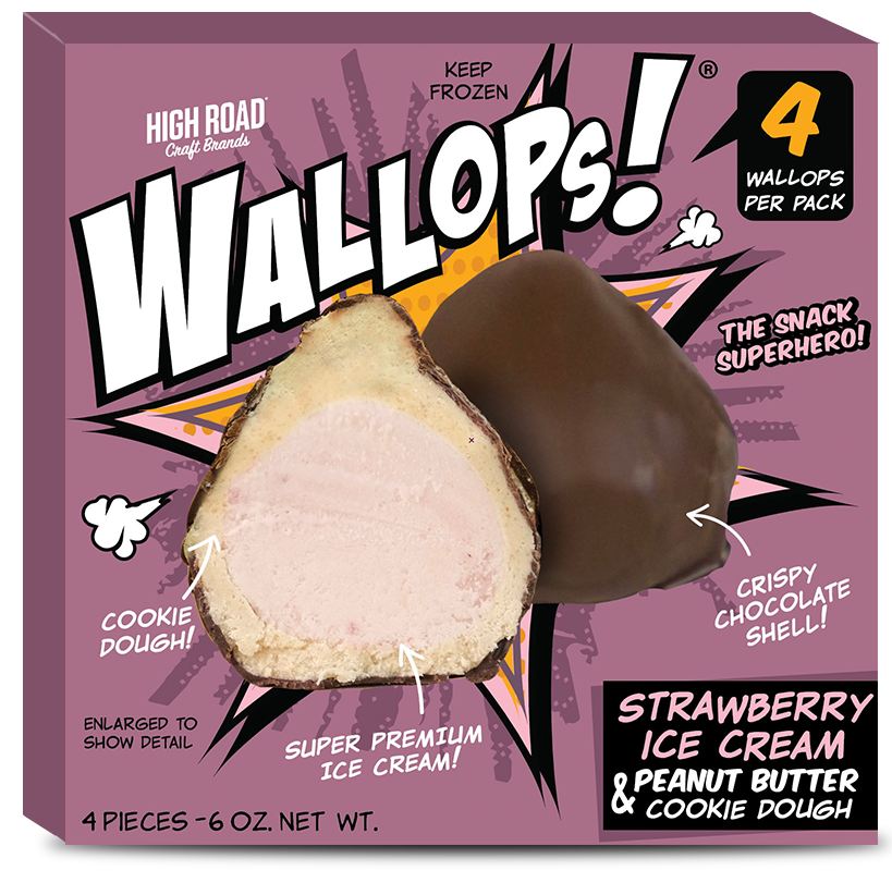 Wallops! Strawberry Ice Cream & Peanut Butter Cookie Dough Coated in Chocolate 4ct