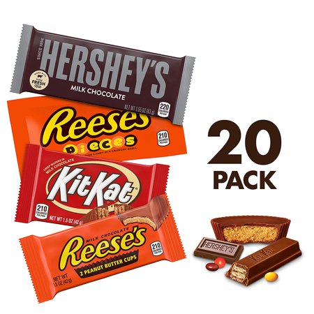HERSHEYS Easter Basket Assorted Chocolate Candy Bars, HERSHEYS, KIT KAT, REESES & REESES Pieces, Bulk Candy (20 Count)