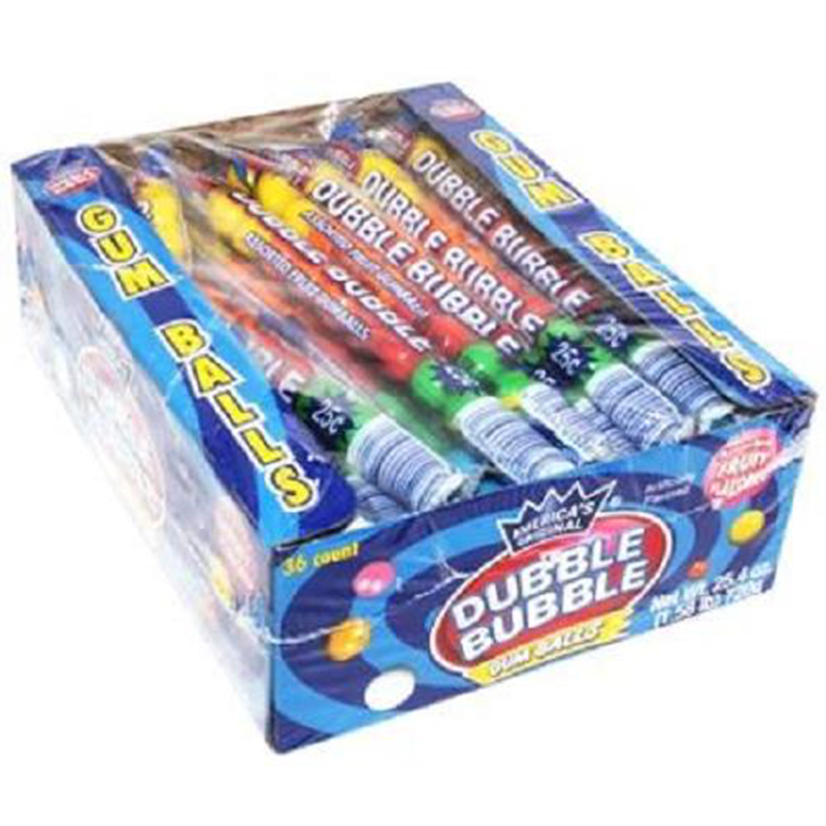 Dubble Bubble Gum Balls - Assorted Fruit Flavored 25C 0.7 Oz Each (36 in a Pack)
