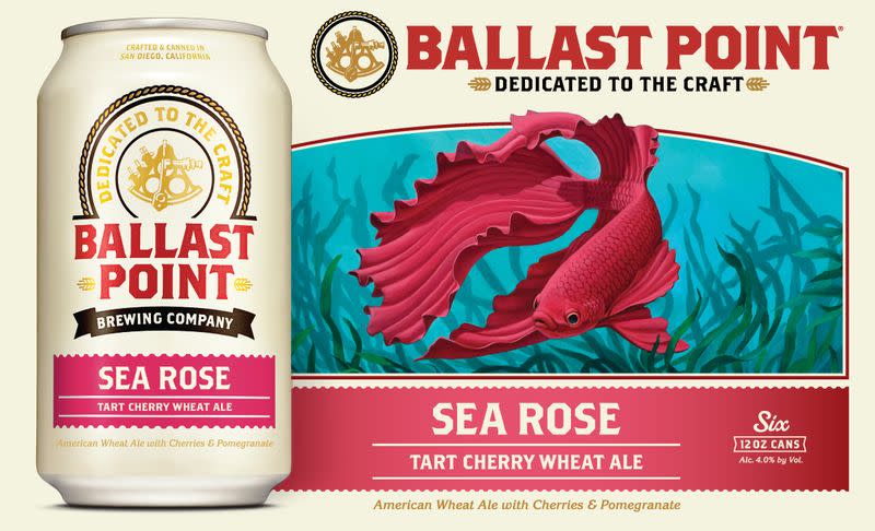 Ballast Point Sea Rose Tart Wheat Ale Craft Beer, 6 Pk 12 Fl Oz Cans, 4.0% ABV