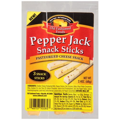 Old Fashioned Foods Pepper Jack Cheese Snack Sticks, 2.4 Oz., 3 Count