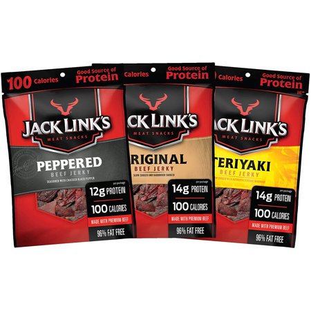 Jack Link’s Beef Jerky Variety Pack, 15 (1.25 Oz Bags) – Variety Pack Includes Original, Teriyaki and Peppered Beef Jerky, Great for Lunch Boxes, 