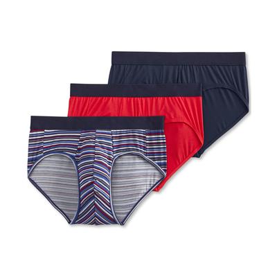 Jockey Men's Flex 365 Modal Stretch Brief 3 Pack, Created for Macy's - True Navy/Summer Stripe/Imperial Red