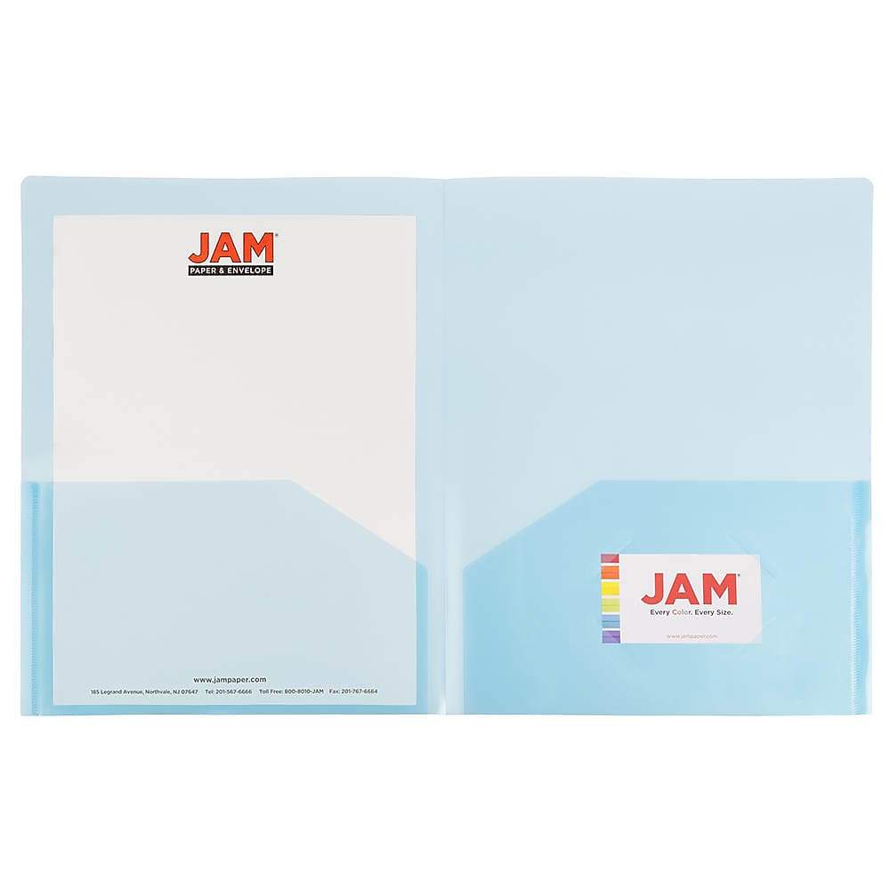 JAM PaperMD – Chemise En Plastique Standard Transparent à Deux Pochettes, 9 X 12 Po, Bleu, 108/boîte, 108 Par Boîte thumbnail