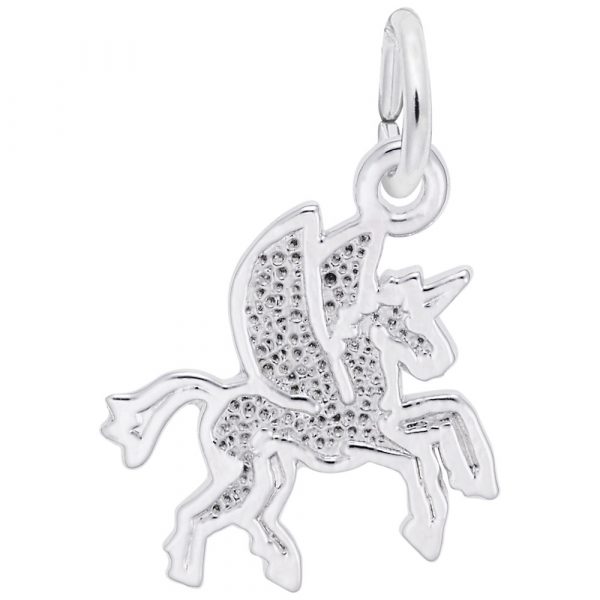 Flat Pegasus Charm: Sterling Silver: Animals & Pets: Style 3251 (Rembrandt Charms 2020)  0.6 in X 0.56 in (15.19 Mm X 14.18 Mm)