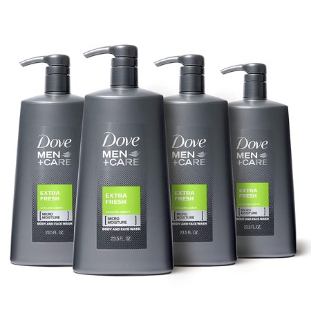 Dove Men+Care Body and Face Wash Pump for Dry Skin Extra Fresh More Moisturizing Than Typical Bodywash 23.5 Oz