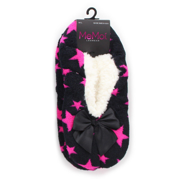MF5-9303-75004-M-L Womens Galaxy Sherpa Lined Slippers, Ivory & Black - Medium & Large