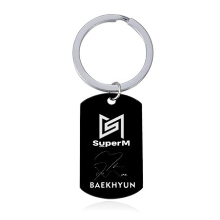 K Pop Super M Key Chain Taemin Baekhyun Taeyong Ten Kai Mark Lucas Tag Key Ring Pendant Small Exquisite(a: Ten)