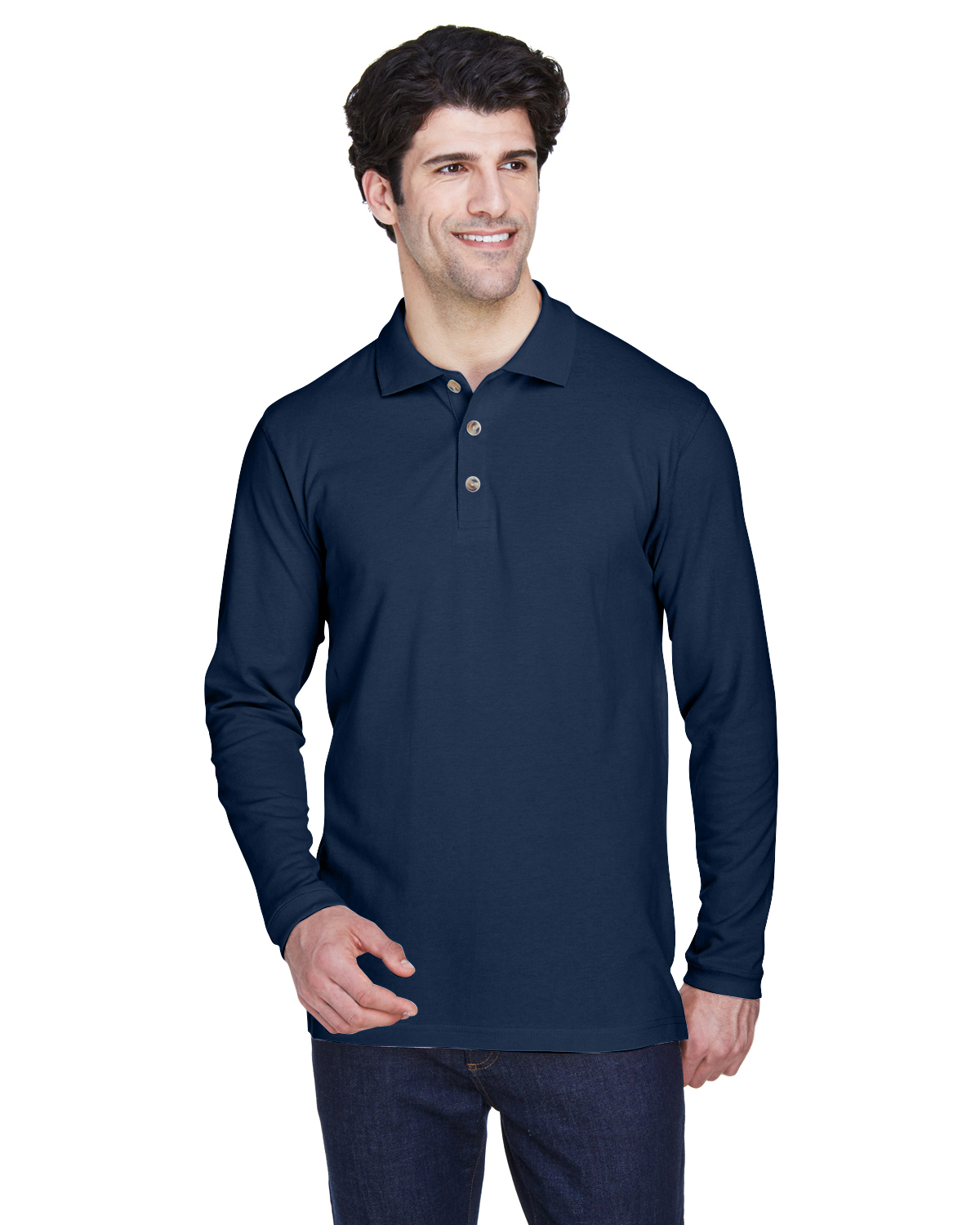 UltraClub Adult Long-Sleeve Classic Piqué Polo - 8532