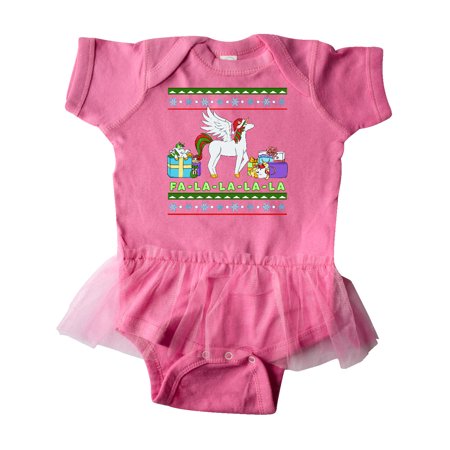 Inktastic Christmas Festive Unicorns Fa-La-La-La-La Gift Baby Girl Tutu Bodysuit