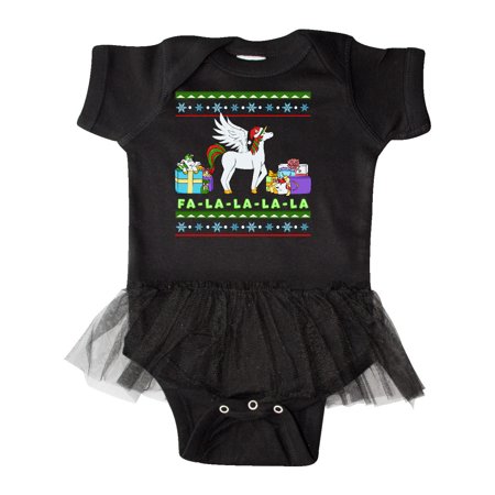 Inktastic Christmas Festive Unicorns Fa-La-La-La-La Gift Baby Girl Tutu Bodysuit