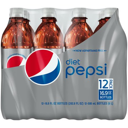 Diet Pepsi Cola Soda Pop  16.9 Fl Oz  12 Pack Bottles