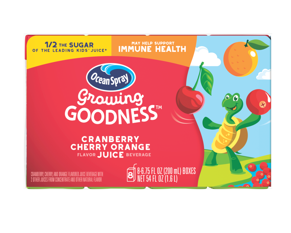 Ocean Spray Growing Goodness Cranberry Cherry Orange Juice  6.75 Fl Oz  8 Ct  4 Pack