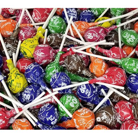 Tootsie Roll Lollipops Assorted Fruit Flavors Pops, Raspberry, Cherry, Grape, Green Apple, Chocolate, Orange and Lemon Flavor Hard Candy, Bulk 2 Poun
