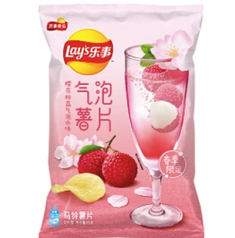 ã€Hot&Newã€‘Bubble Potato Chips Cherry Blossom Powder Lychee Sparkling Water Flavor 65g