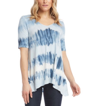 Karen Kane Women's Blouse Blue Size Small S Oversized Tie-Dyed T-Shirt 7263-0392-P - S