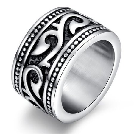 Raypadula Men Fashion Accessories Patterns Titanium Steel Rings Rock Hip Pop Ring Jewelry Gift