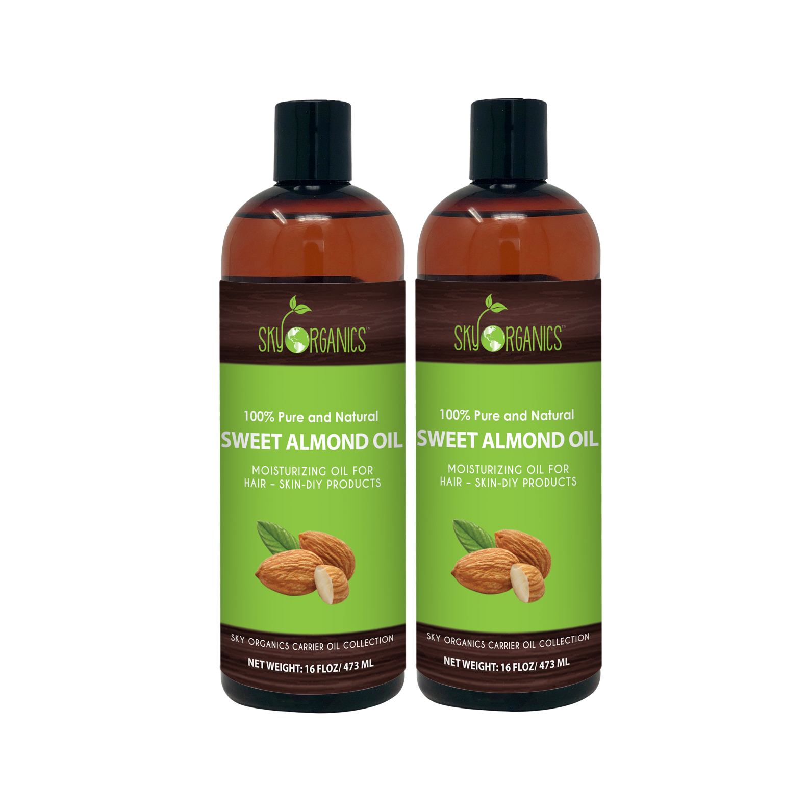 2 Pack - Sky Organics 100% Pure & Natural Moisturizing Sweet Almond Oil for Hair and Skin Massage, 1 Lb.