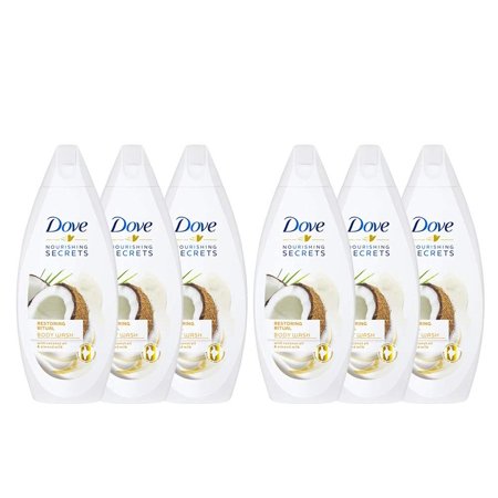 (6-Pack) Dove Restoring Ritual Body Wash Coconut Oil Almond Milk Shower Gel 16.9oz