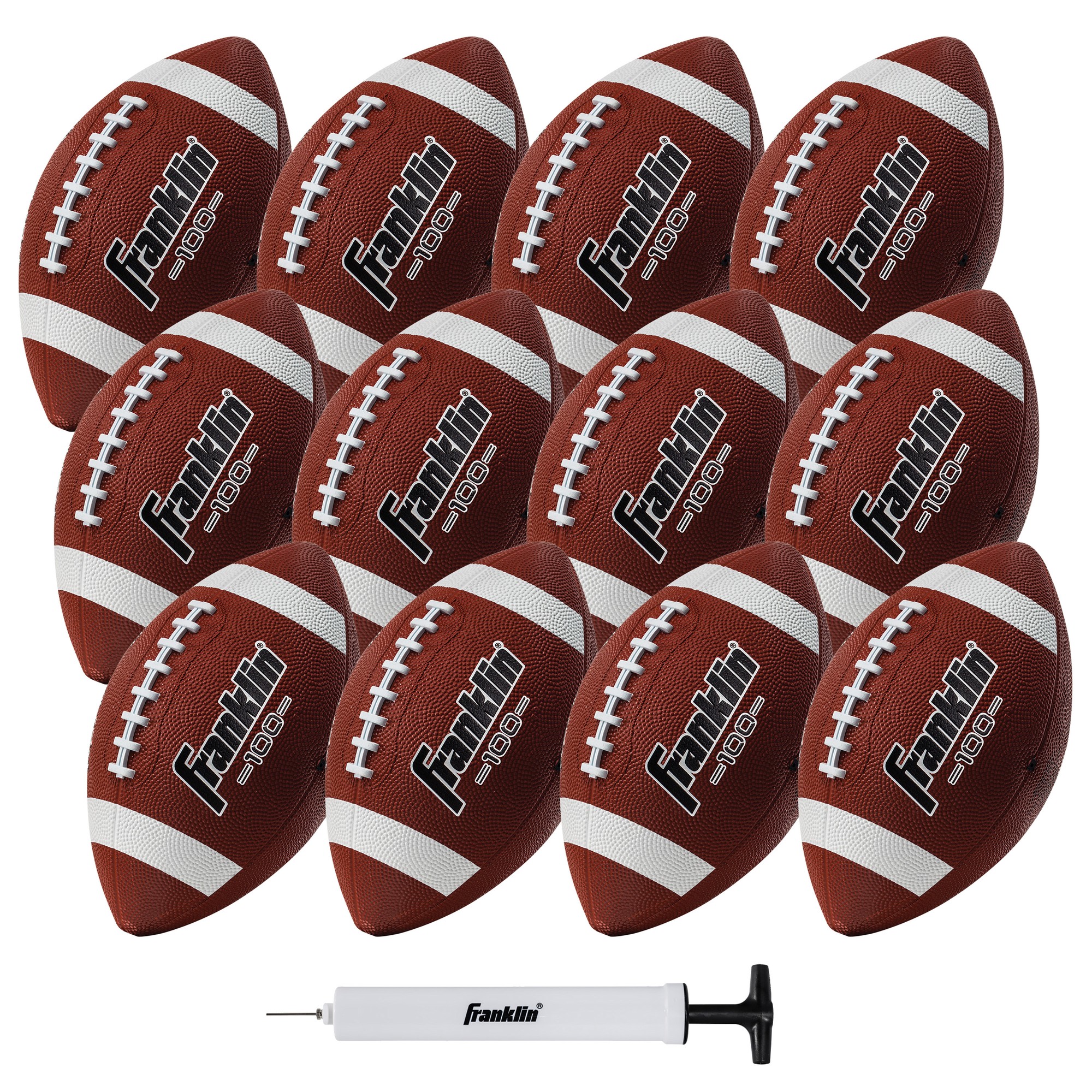 Franklin Sports Youth Footballs - 12 Pack Kids Junior Footballs - Brown